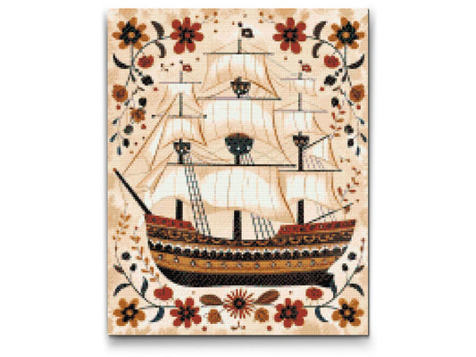 Diamond Painting - Nordisk folkekunst - Båd