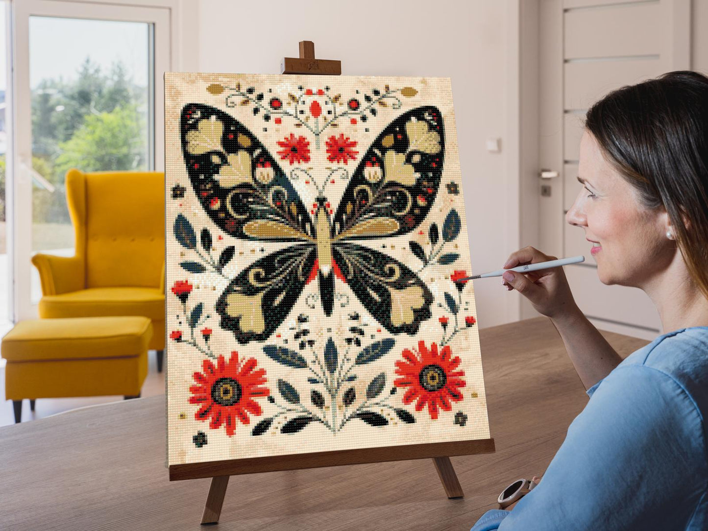 Diamond Painting - Nordisk folkekunst - Sommerfugl