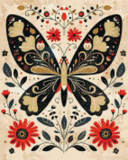Diamond Painting - Nordisk folkekunst - Sommerfugl