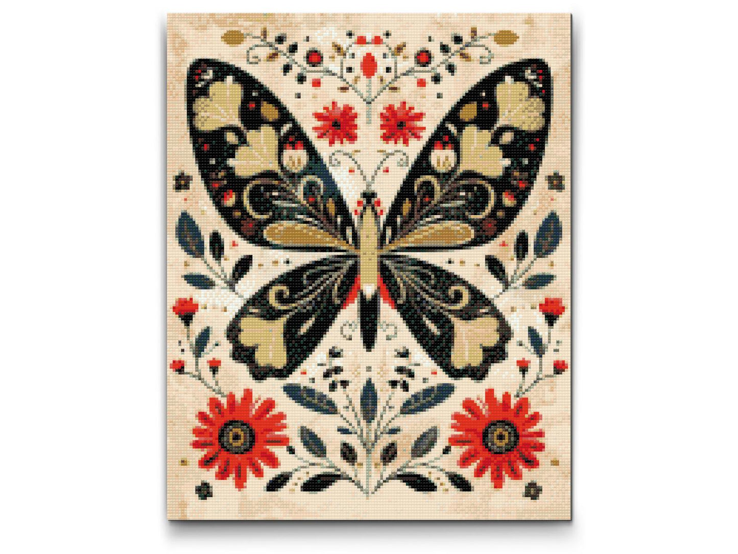 Diamond Painting - Nordisk folkekunst - Sommerfugl