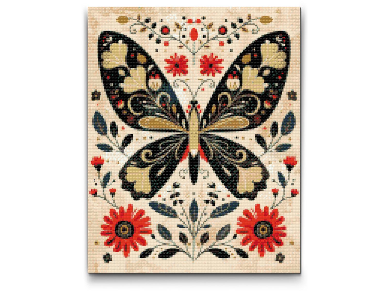 Diamond Painting - Nordisk folkekunst - Sommerfugl