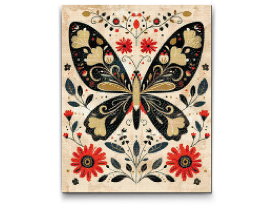 Diamond Painting - Nordisk folkekunst - Sommerfugl
