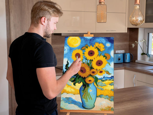Diamond Painting - Solsikke med stjerneklar baggrund