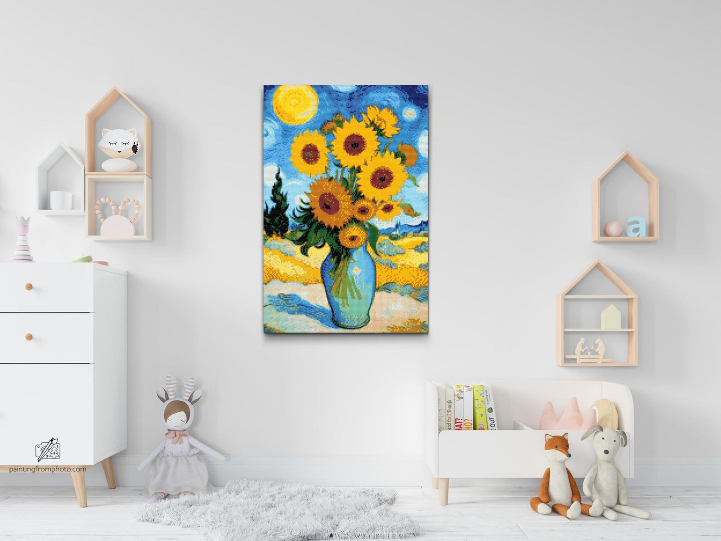 Diamond Painting - Solsikke med stjerneklar baggrund