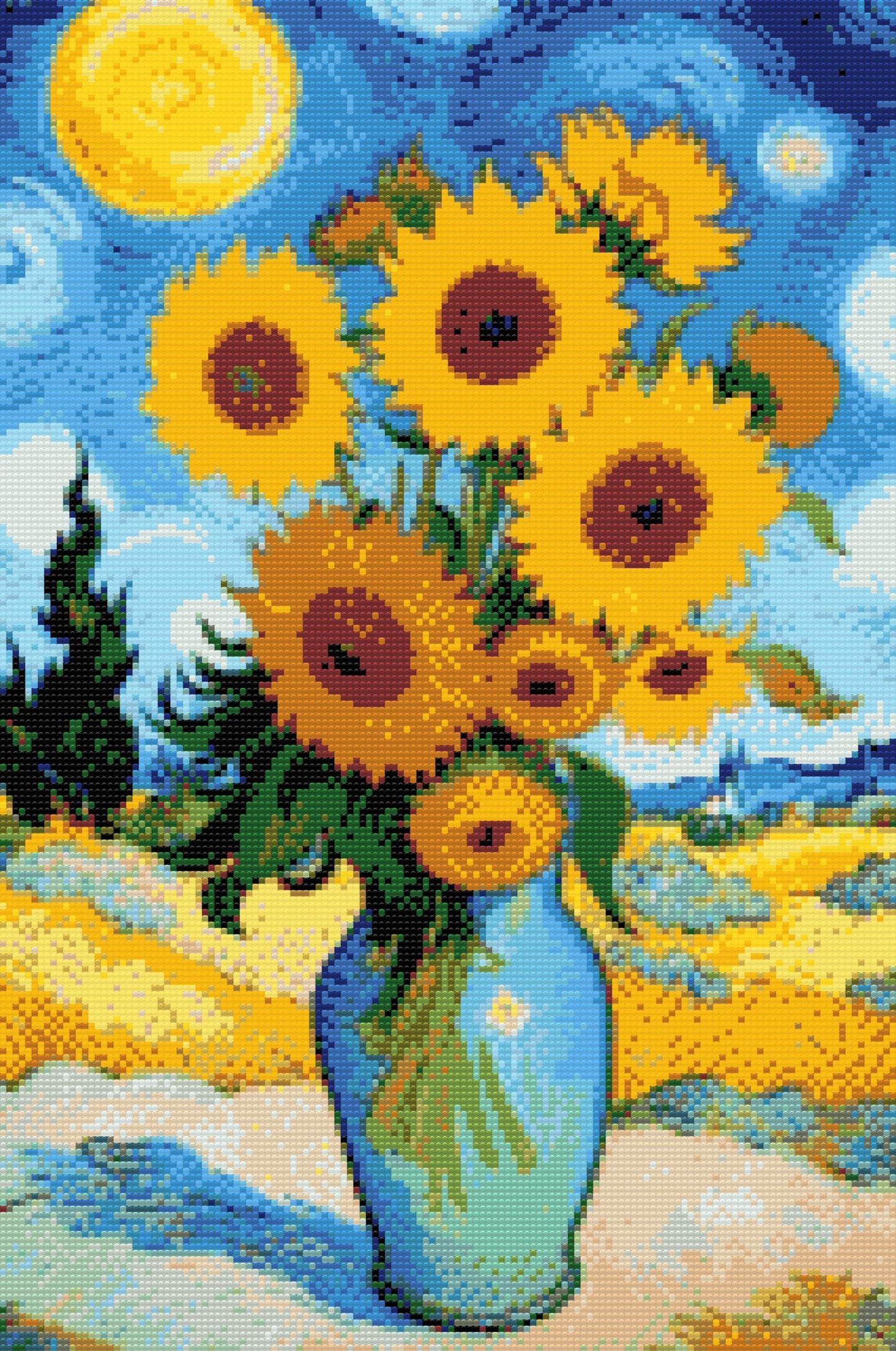 Diamond Painting - Solsikke med stjerneklar baggrund