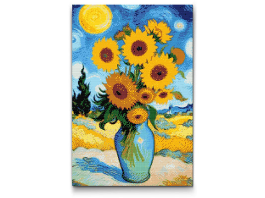 Diamond Painting - Solsikke med stjerneklar baggrund