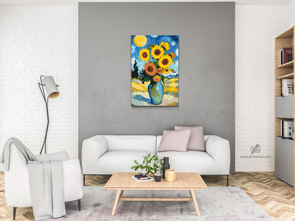 Paint by Numbers - Solsikke med stjerneklar baggrund