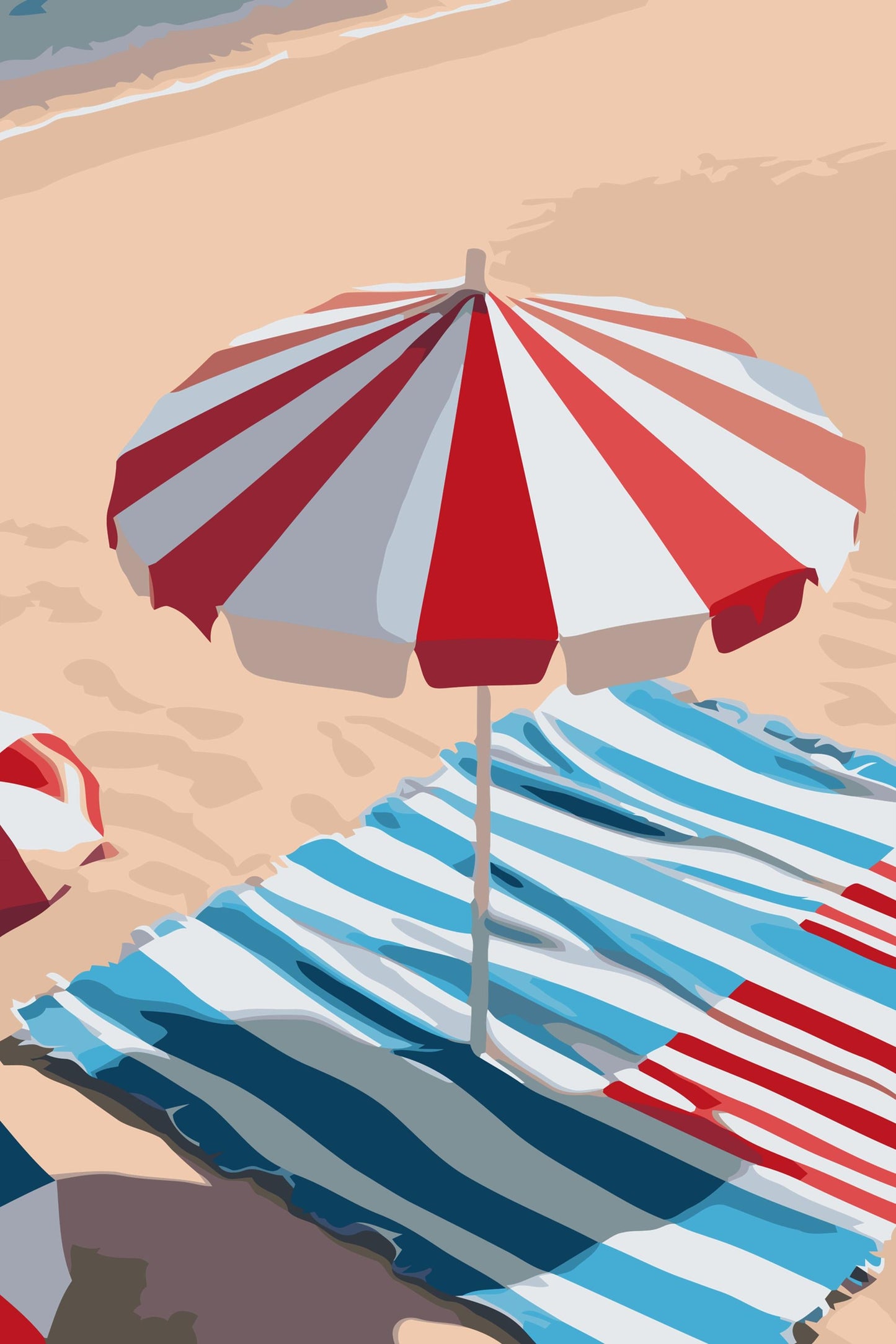 Paint by Numbers - Parasol på stranden