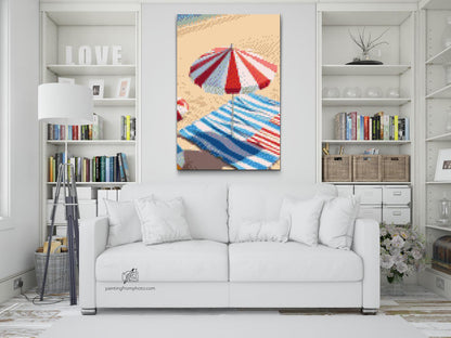 Diamond Painting - Parasol på stranden