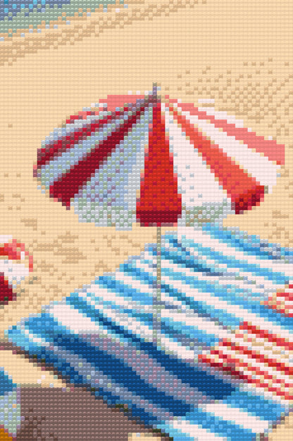 Diamond Painting - Parasol på stranden