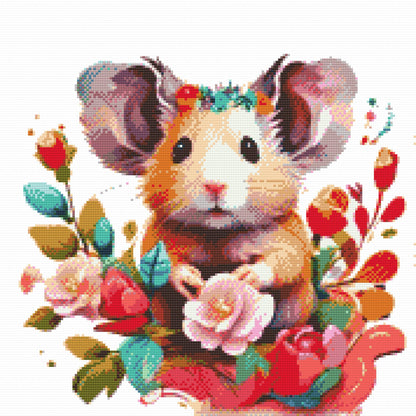 Diamond Painting - Hamster omgivet af blomster