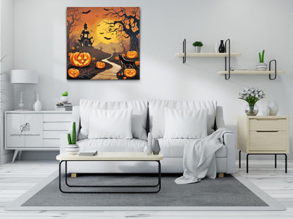 Diamond Painting - Hjemsøgt hus ved fuldmåne