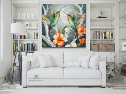 Diamond Painting - Kolibrier blandt blomster