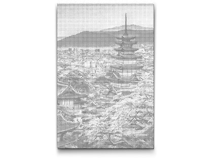 Mal-med-prikker -  Japansk tempel