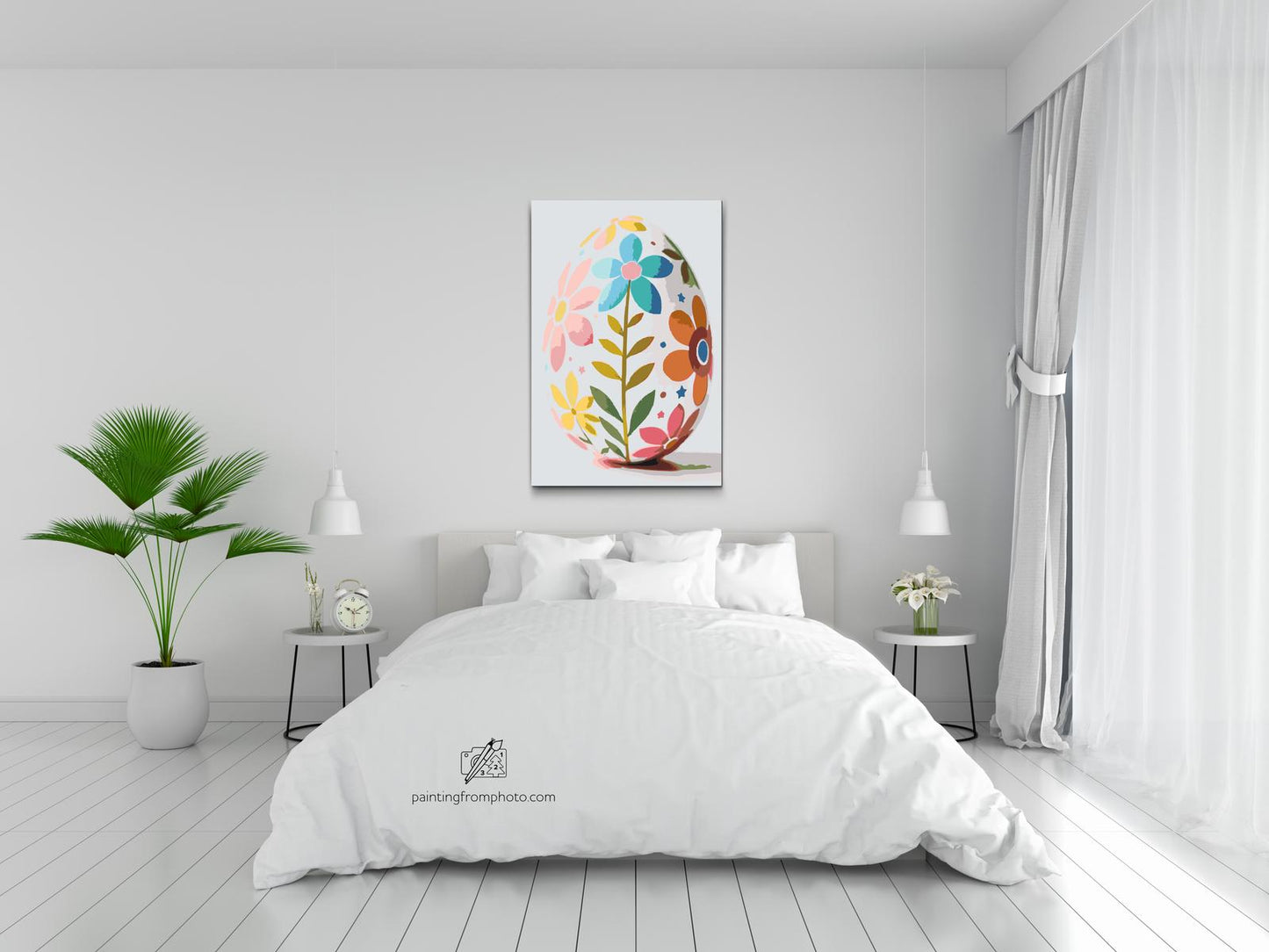Paint by Numbers - Påskeæg med blomstermønster