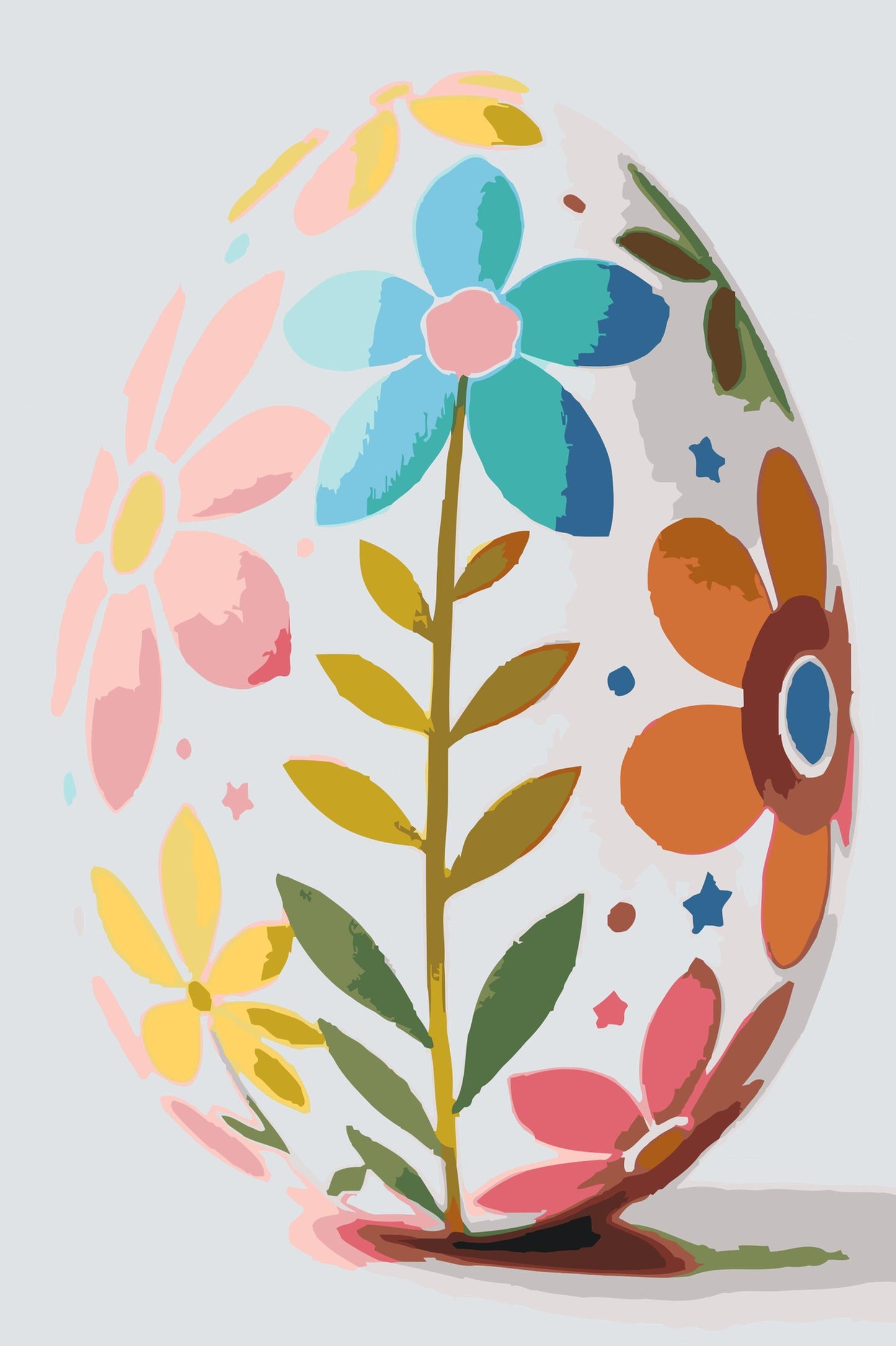 Paint by Numbers - Påskeæg med blomstermønster