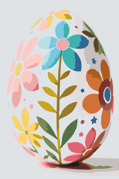 Paint by Numbers - Påskeæg med blomstermønster