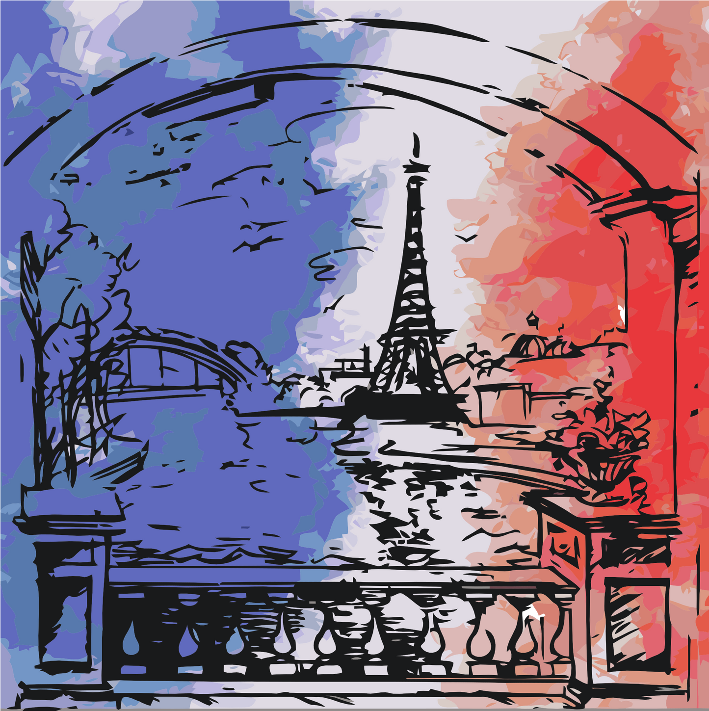 Paint by Numbers - Paris i flagfarver