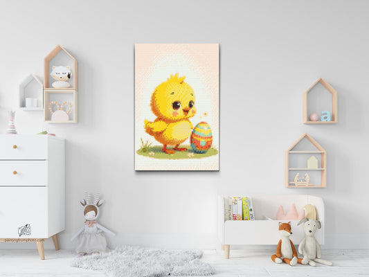 Diamond Painting - Påskekylling med et æg