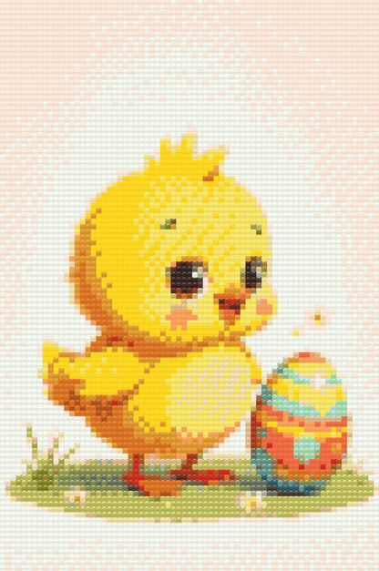 Diamond Painting - Påskekylling med et æg