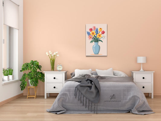 Paint by Numbers - Illustration af en forårsbuket