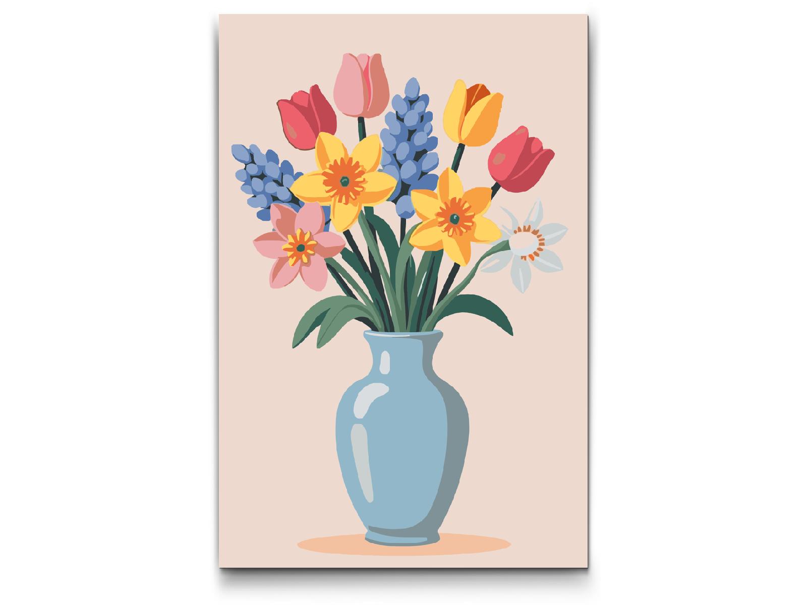 Paint by Numbers - Illustration af en forårsbuket