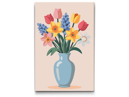 Paint by Numbers - Illustration af en forårsbuket