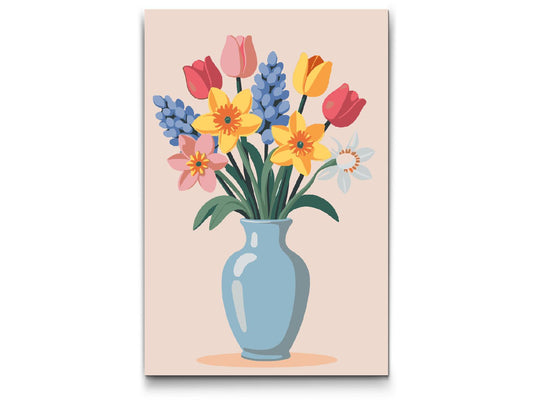 Paint by Numbers - Illustration af en forårsbuket
