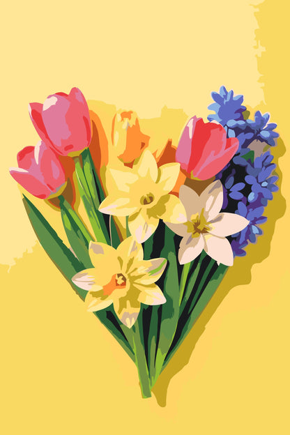 Paint by Numbers - Forårsblomster i hjertet