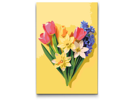 Paint by Numbers - Forårsblomster i hjertet