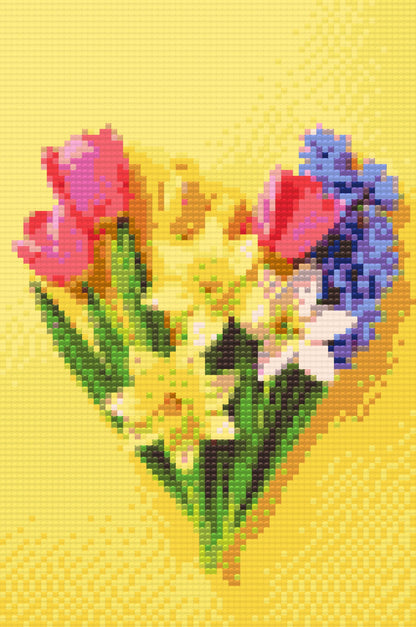 Diamond Painting - Forårsblomster i hjertet