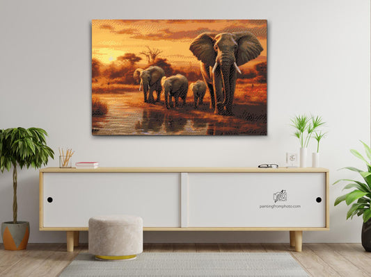 Diamond Painting - Savanne – Rejser med elefanter