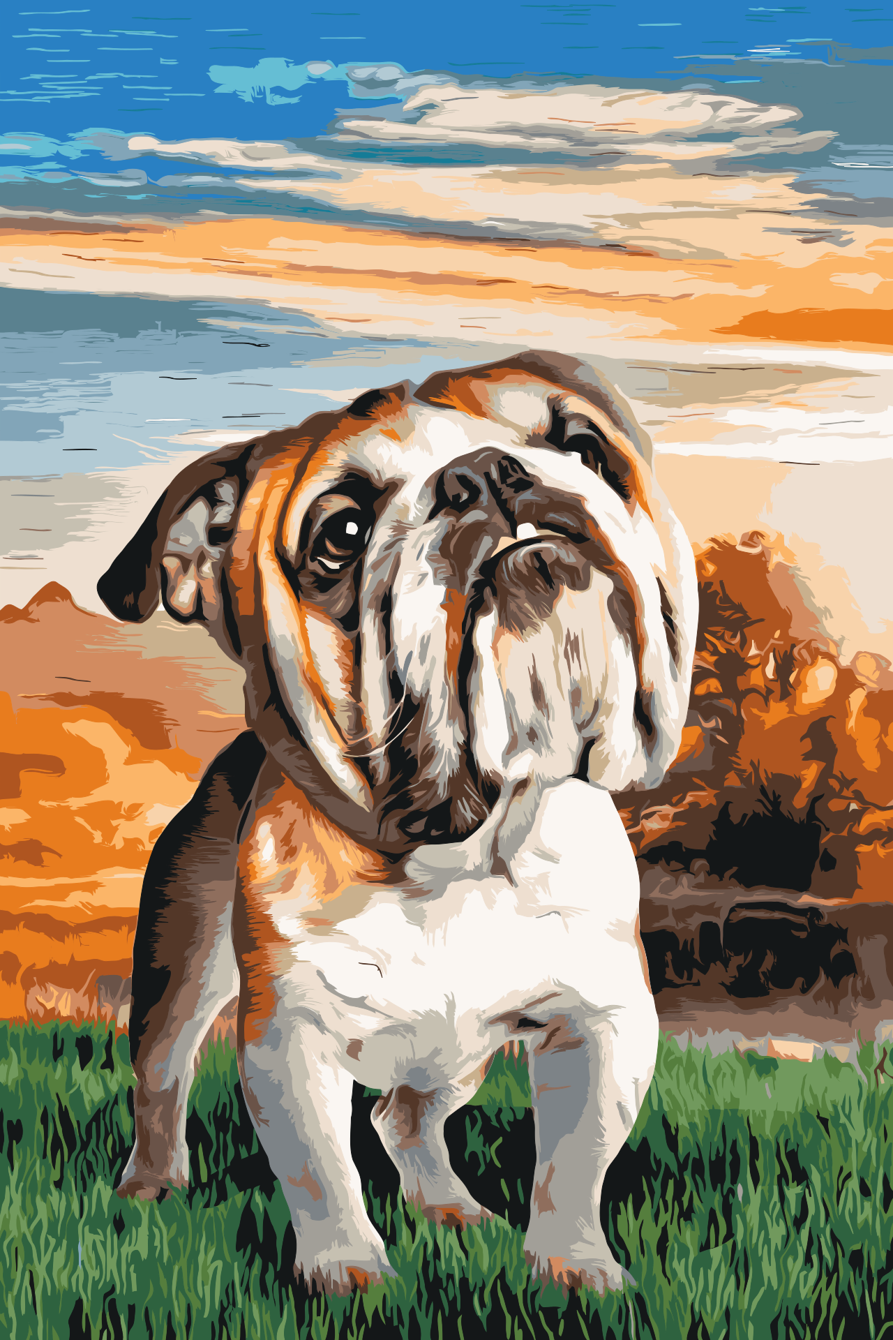 Paint by Numbers - Engelsk bulldog i haven