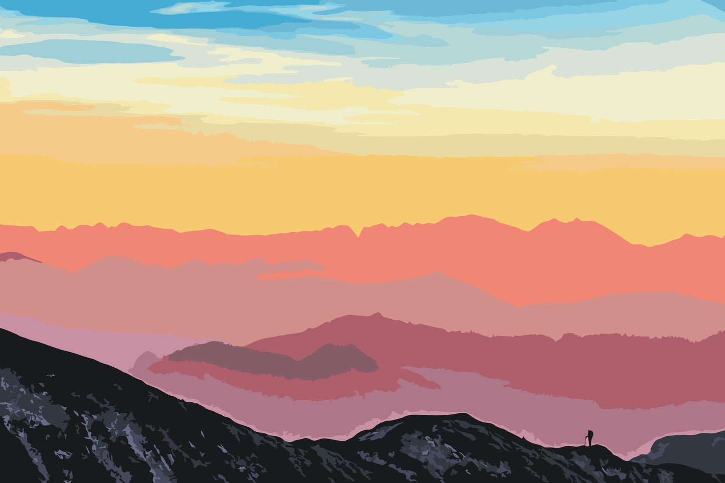 Paint by Numbers - Solnedgang over de østrigske bjerge