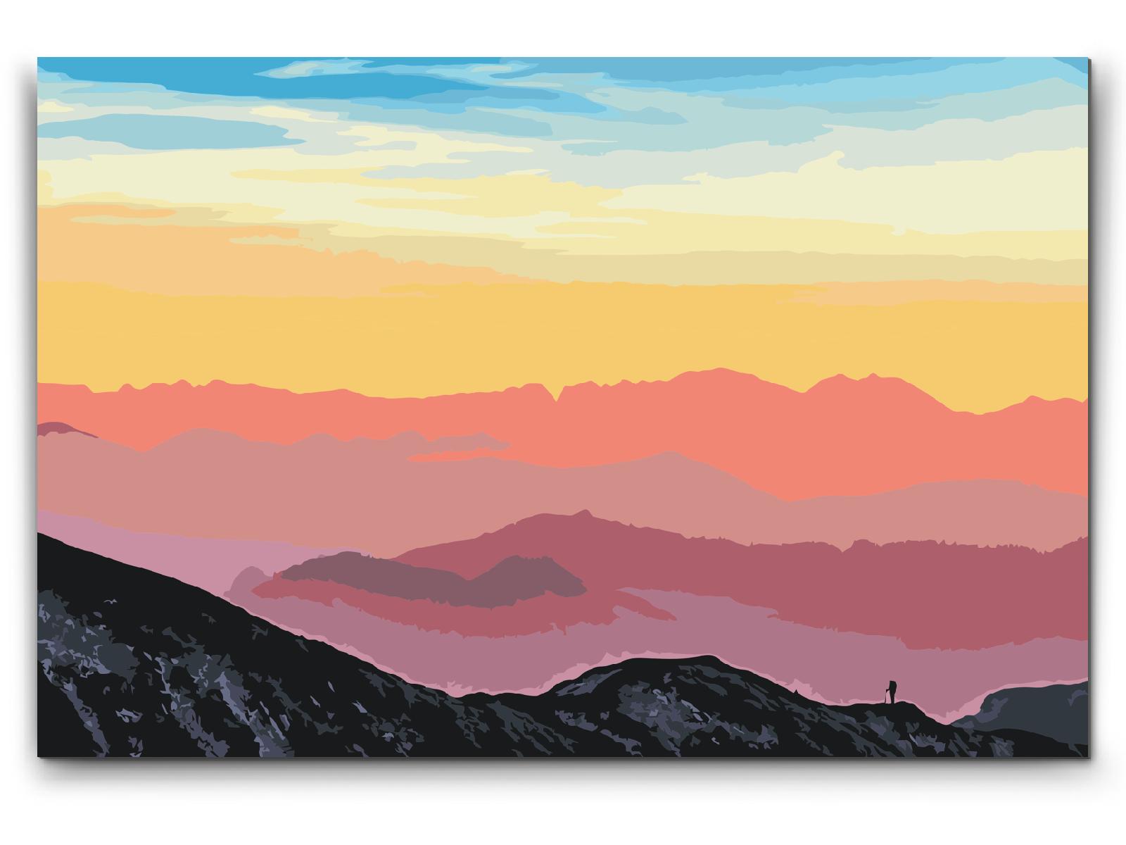 Paint by Numbers - Solnedgang over de østrigske bjerge