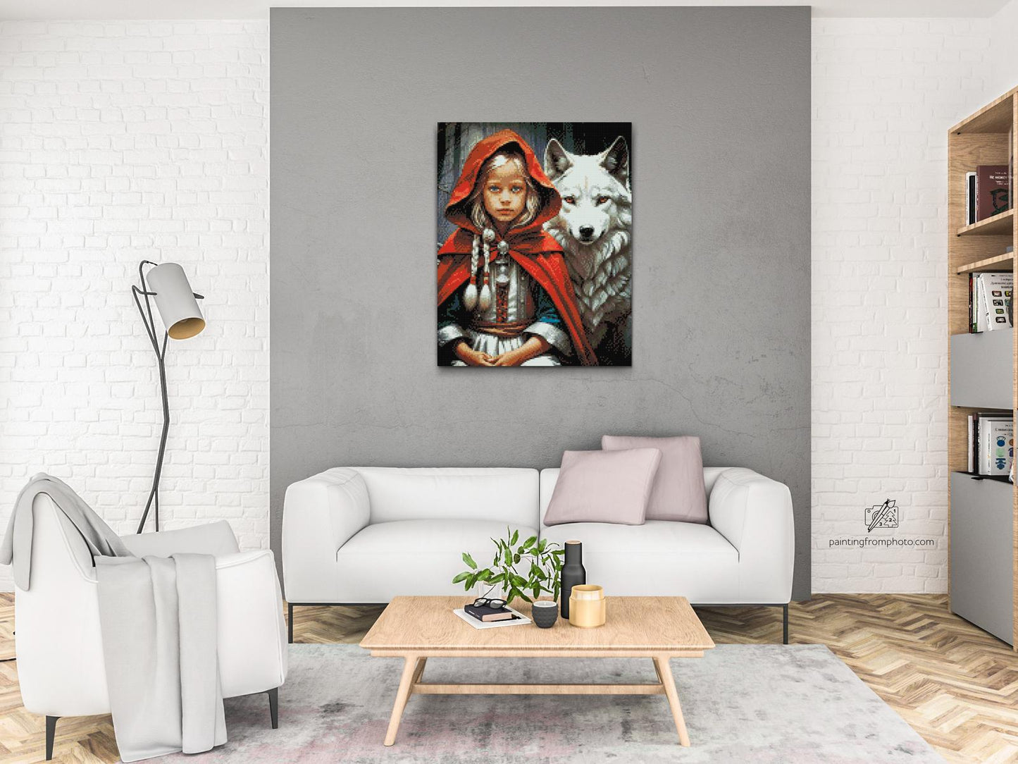 Diamond Painting - Pigen og den hvide ulv