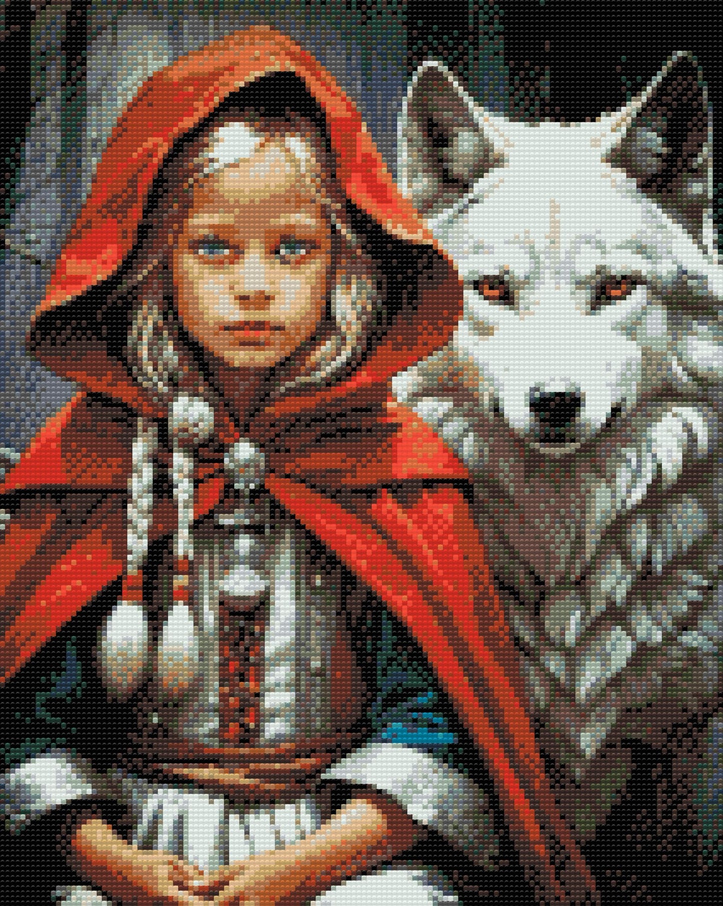 Diamond Painting - Pigen og den hvide ulv