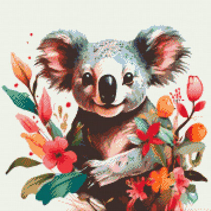 Diamond Painting - Koala omgivet af blomster
