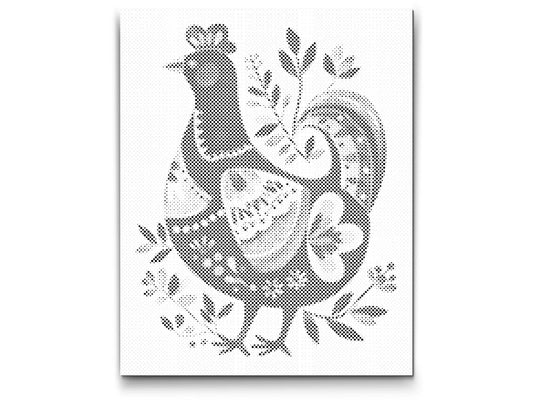 Mal-med-prikker -  Nordisk folkekunst - Høns