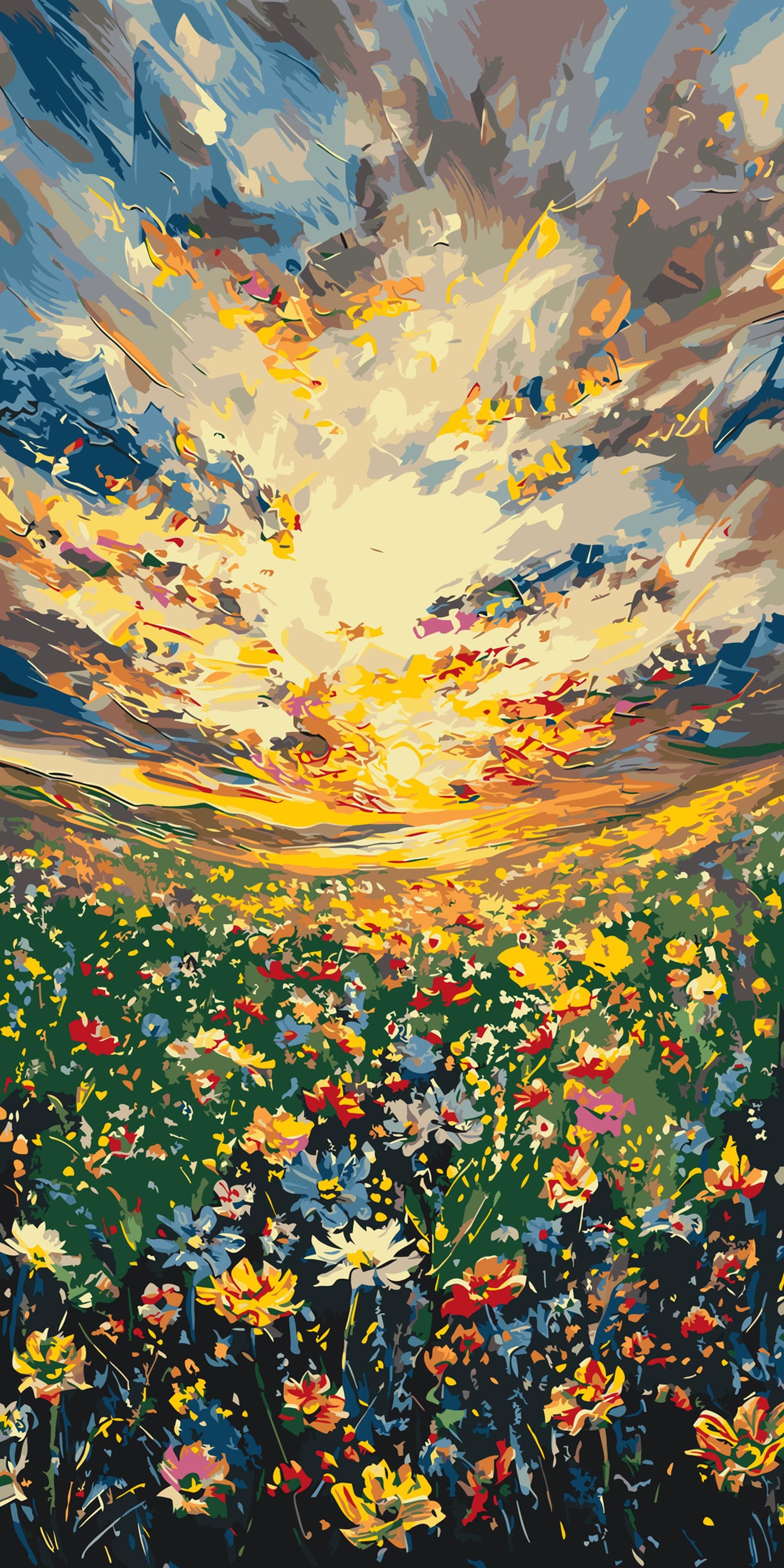 Paint by Numbers - Blomstereng ved skumringstid