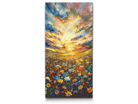 Diamond Painting - Blomstereng ved skumringstid