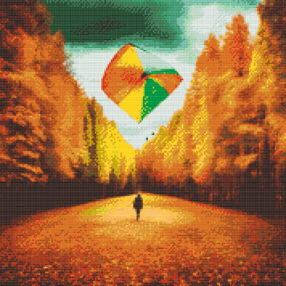 Diamond Painting - Flyver en drage midt i skoven