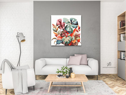 Diamond Painting - Monstera i akvarelfarver