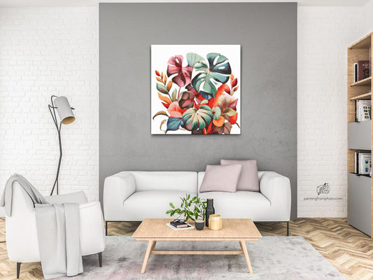 Diamond Painting - Monstera i akvarelfarver