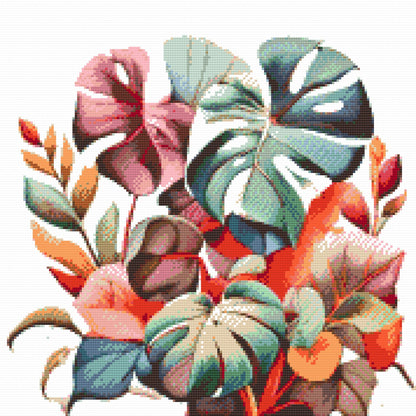 Diamond Painting - Monstera i akvarelfarver
