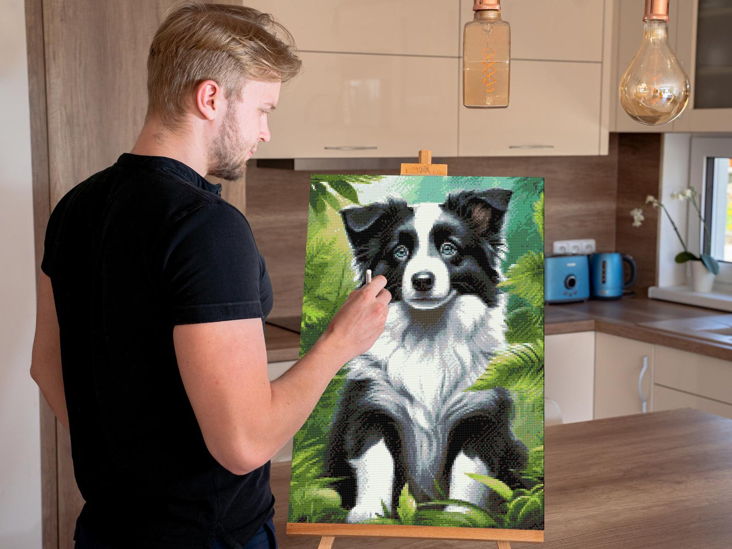 Diamond Painting - Border Collie-hvalp