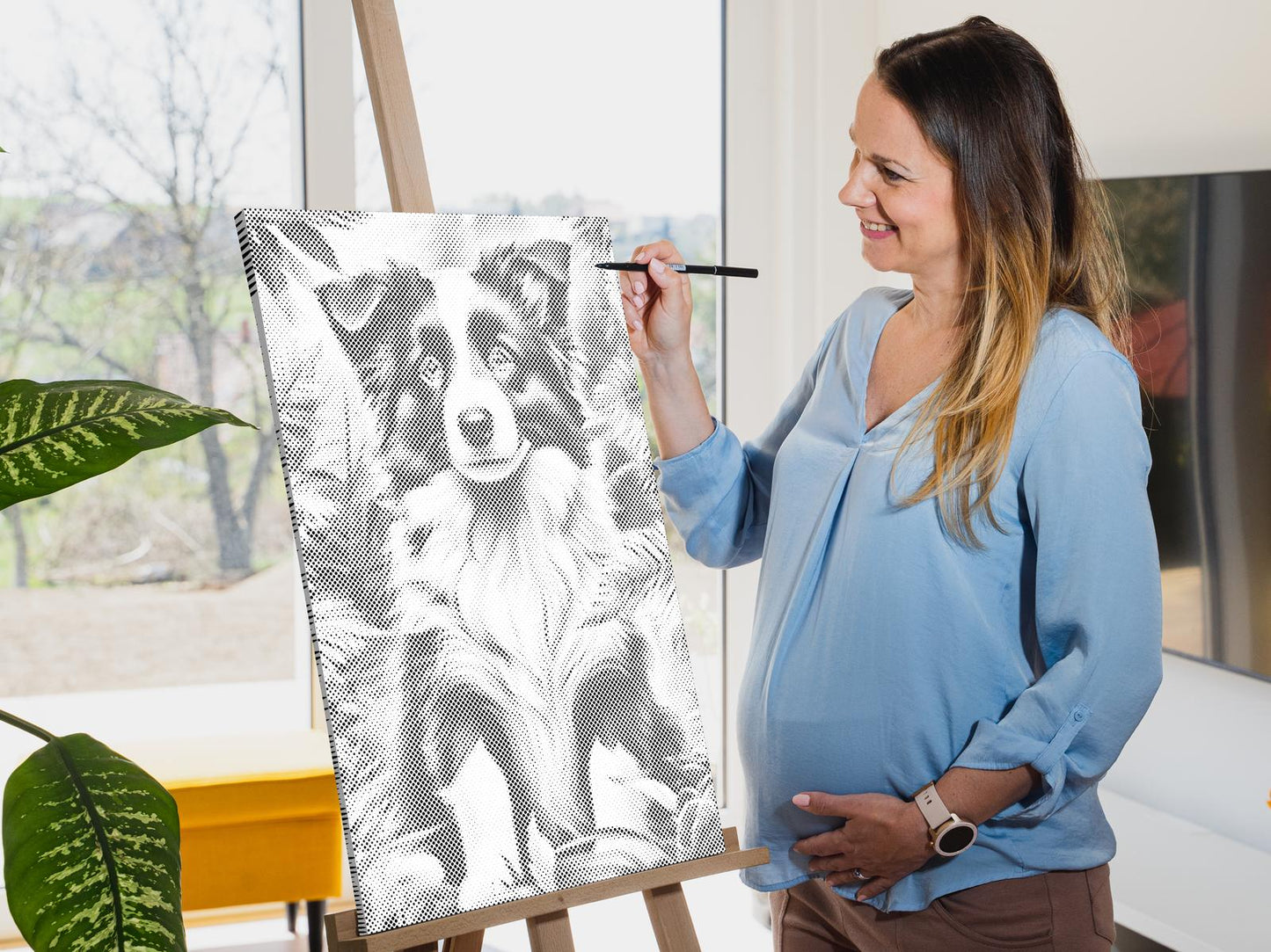 Mal-med-prikker -  Border Collie-hvalp