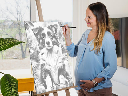 Mal-med-prikker -  Border Collie-hvalp