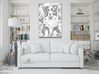 Mal-med-prikker -  Border Collie-hvalp