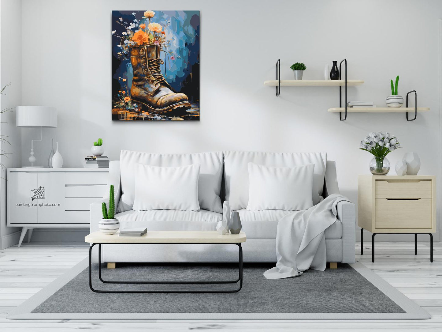 Paint by Numbers - En sko fuld af blomster